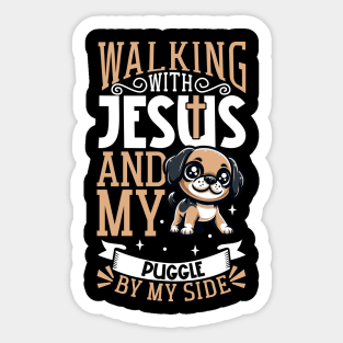 Jesus and dog - Puggle Sticker